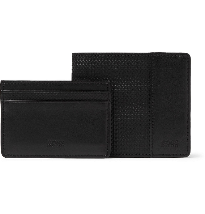 Photo: Hugo Boss - Textured-Leather Billfold Wallet and Cardholder Set - Black