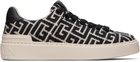 BALMAIN Black & Beige Monogram Jacquard B-Court Sneakers