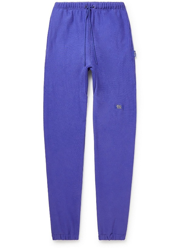 Photo: Abc. 123. - Tapered Logo-Appliquéd Cotton-Jersey Sweatpants - Blue