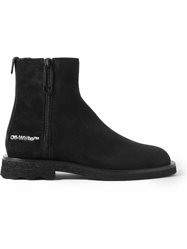 Photo: Off-White - Logo-Print Suede Chelsea Boots - Black