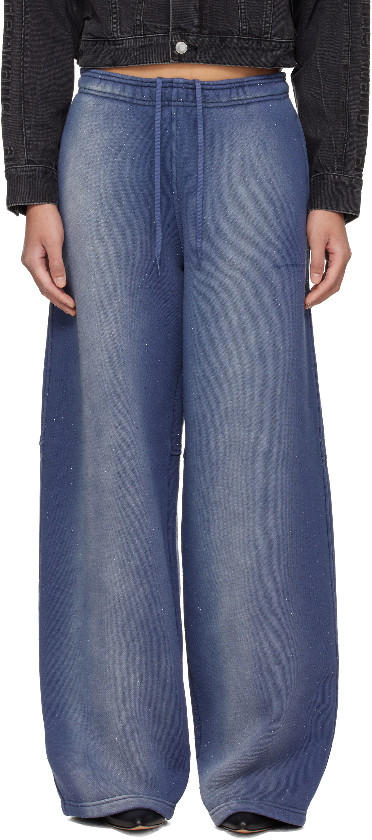Alexander Wang Navy Allover Hotfix Mid-Rise Sweatpants