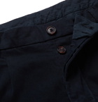 Altea - Navy Slim-Fit Pleated Cotton-Blend Gabardine Trousers - Navy