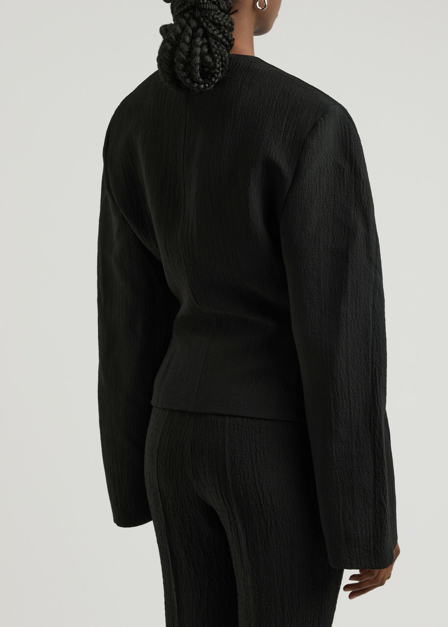 Nanushka Kiyo Seersucker Jacket Black