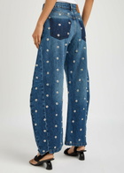 A.W.A.K.E Mode Studded Organic Barrel-leg Jeans Blue