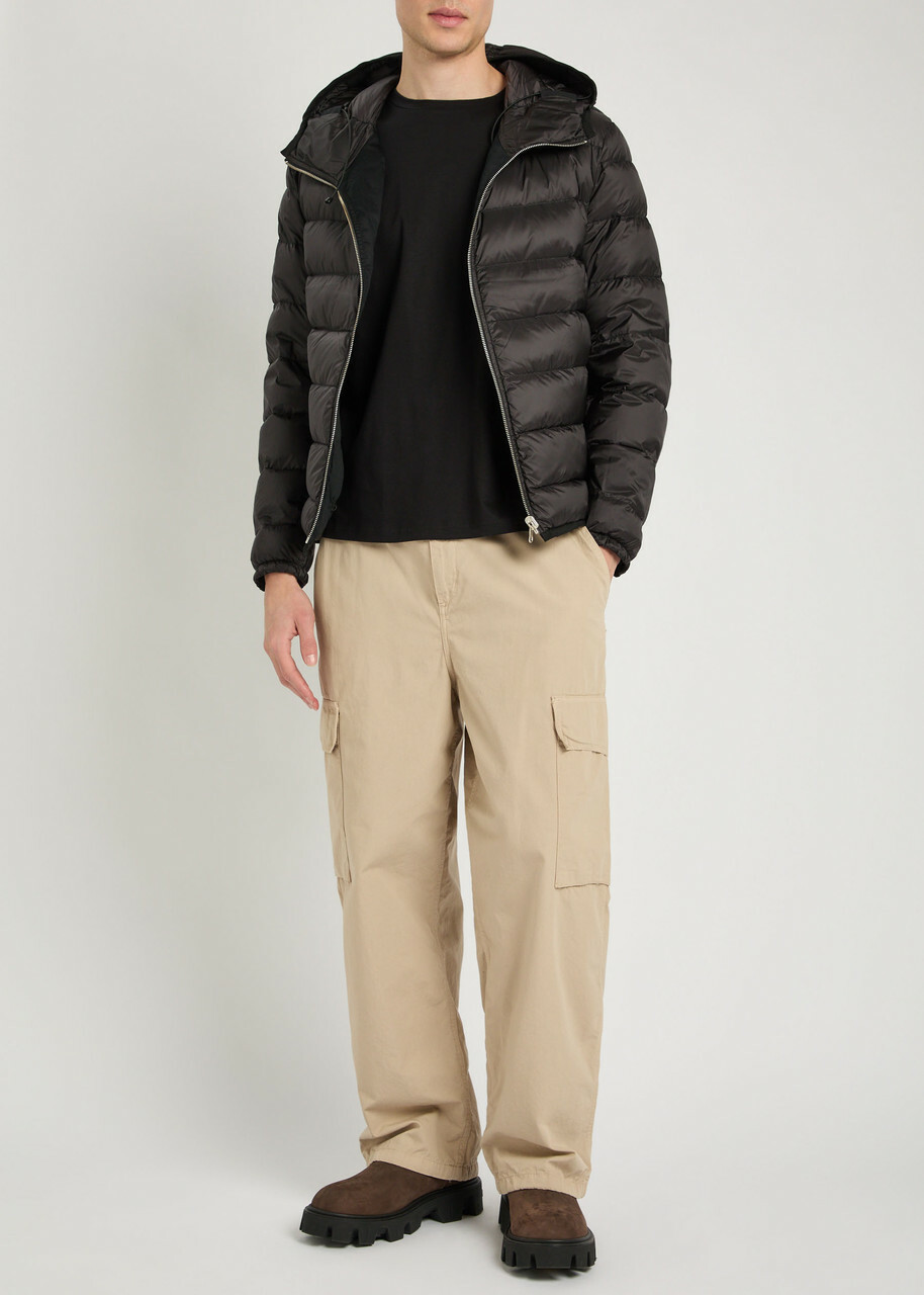 Ten C Padded Hooded Nylon Jacket Dark Grey