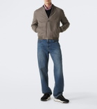 Santoni Leather-trimmed knitted sneakers