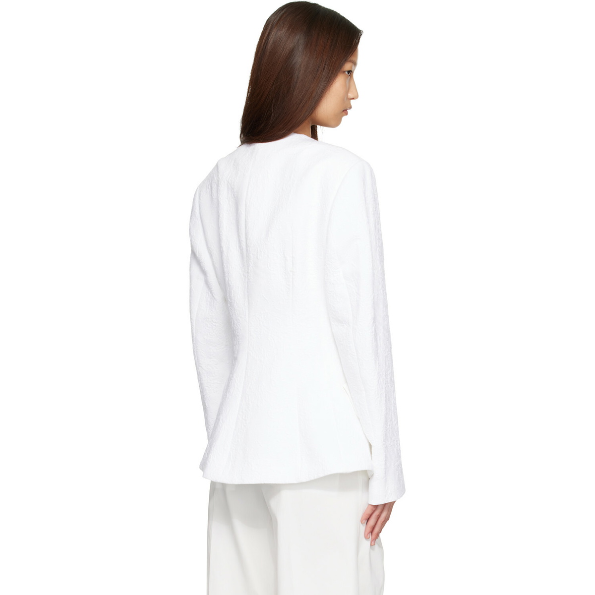 TOTEME White Jacquard Cotton Blazer
