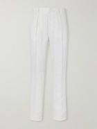 Ralph Lauren Purple label - Straight-Leg Pleated Herringbone Linen Trousers - White