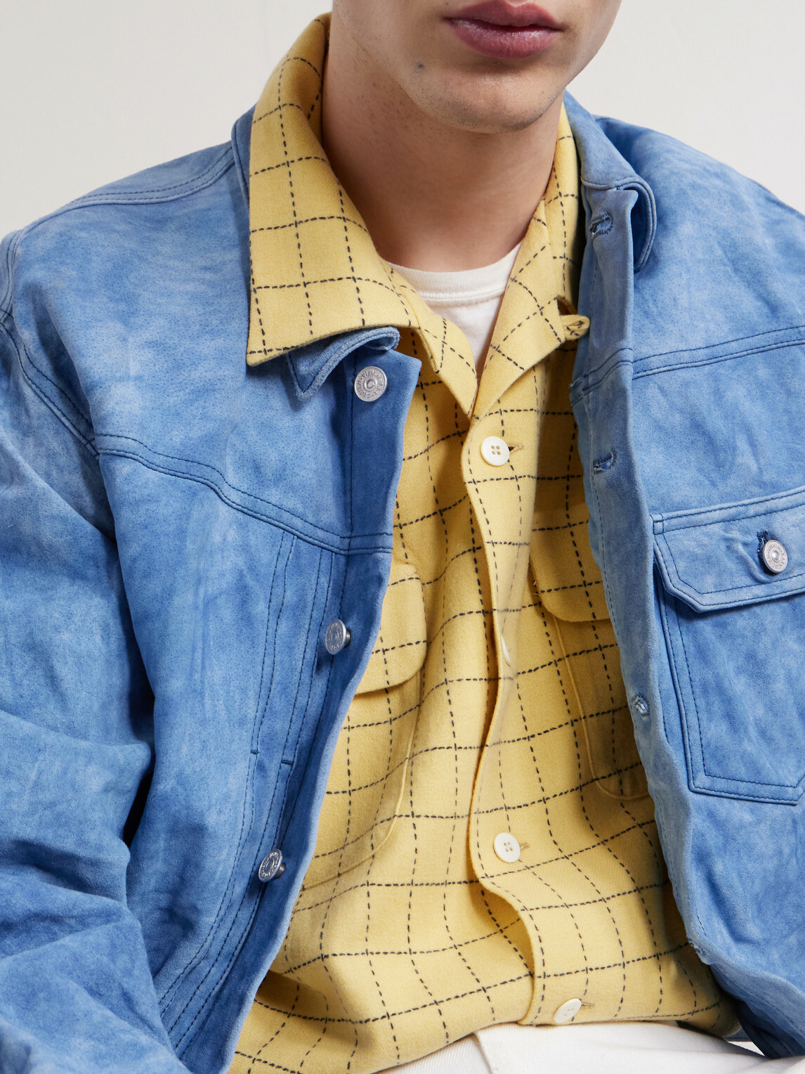 Visvim - Carrow Convertible-Collar Checked Wool Shirt - Yellow