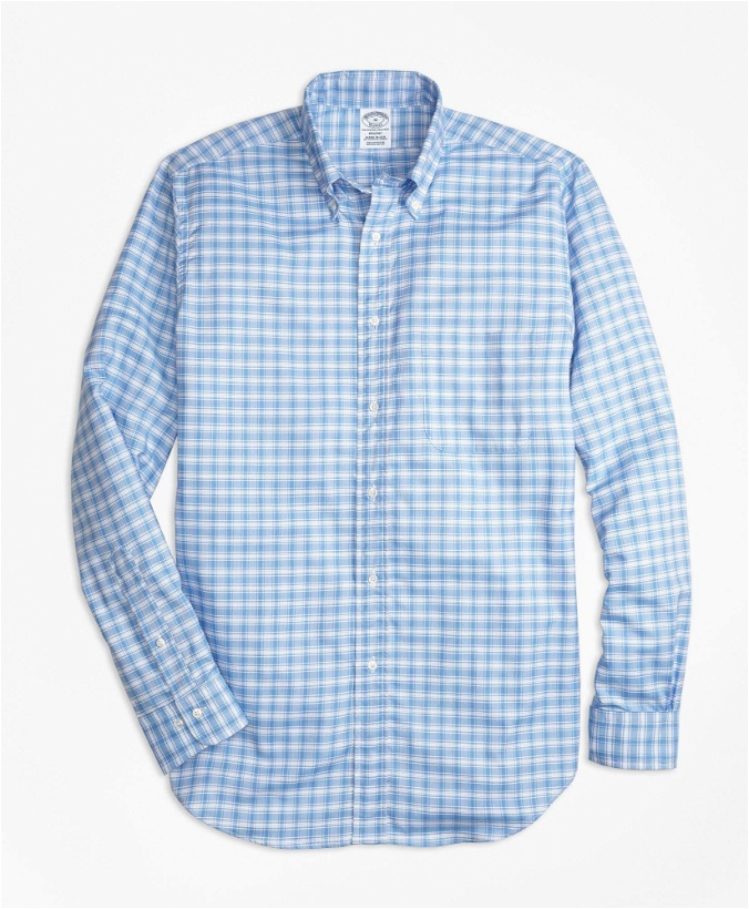 Photo: Brooks Brothers Men's Regent Regular-Fit Oxford Check Sport Shirt | Blue