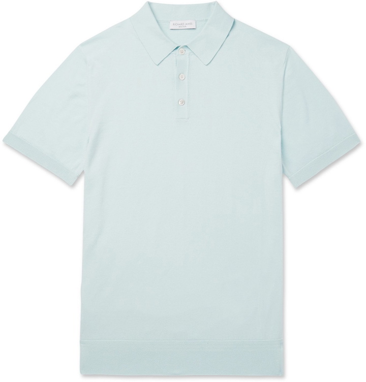 Photo: Richard James - Slim-Fit Cotton Polo Shirt - Blue