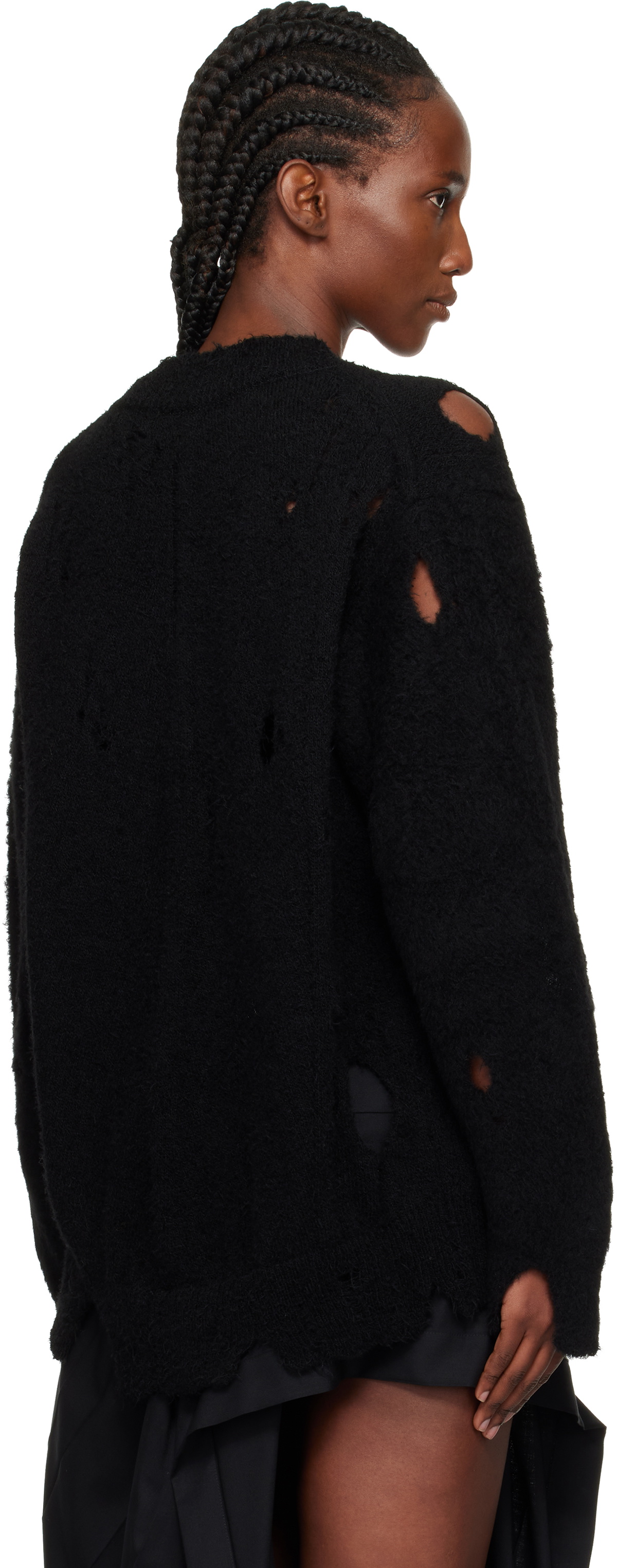 Junya Watanabe Black Patchwork V-Neck Sweater