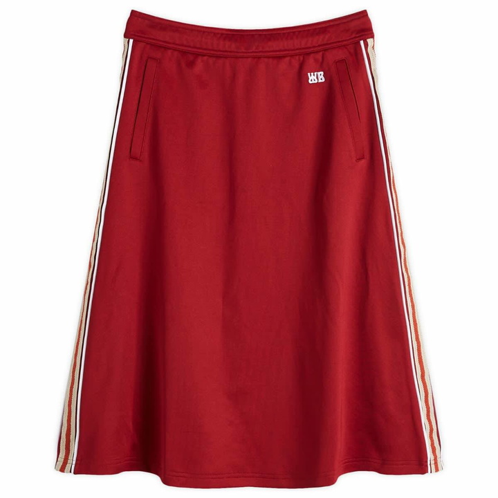 Photo: Wales Bonner Women's Shine Jersey Skirt in Burgundy