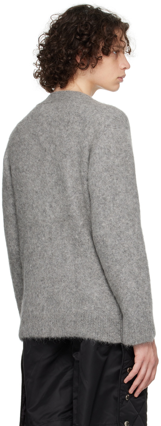 System Gray Y-Collar Cardigan