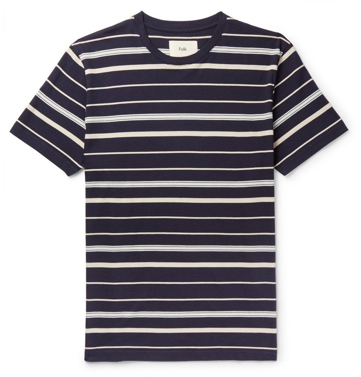 Photo: Folk - Striped Cotton-Jersey T-Shirt - Men - Navy