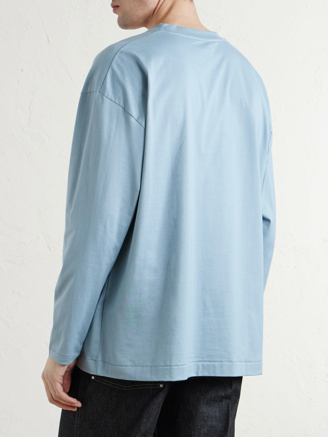 ATON - Suvin Cotton Long-Sleeved T-Shirt - Blue