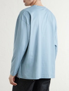 ATON - Suvin Cotton Long-Sleeved T-Shirt - Blue