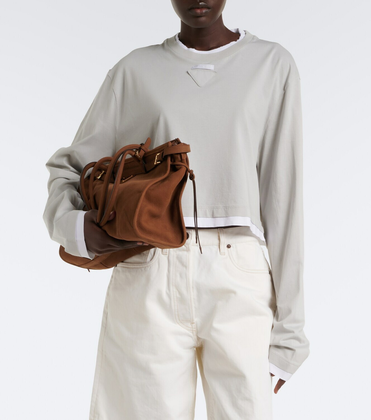 Prada Cotton piqué and jersey top