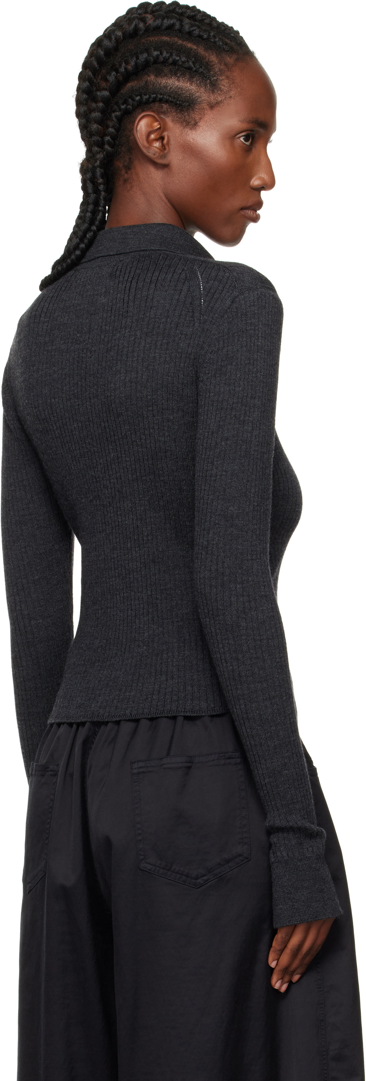 mfpen Gray Knitted Rib Cardigan