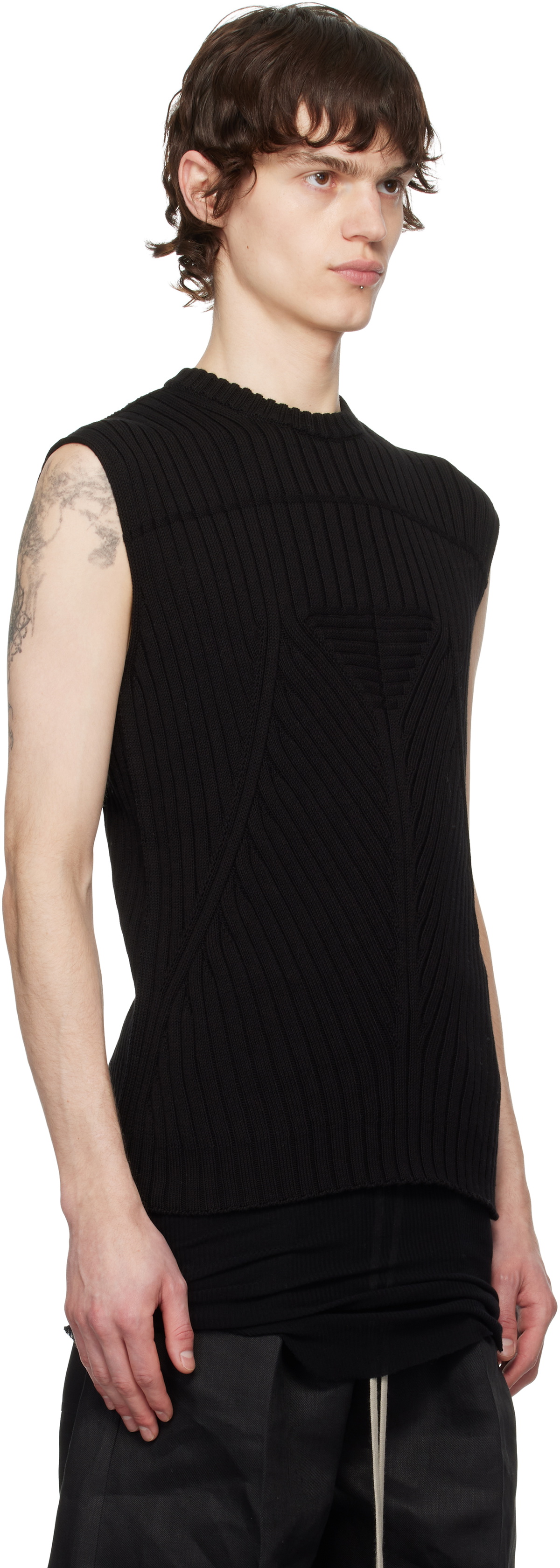 Rick Owens Black Hollywood Cotton Knit Vest Rick Owens
