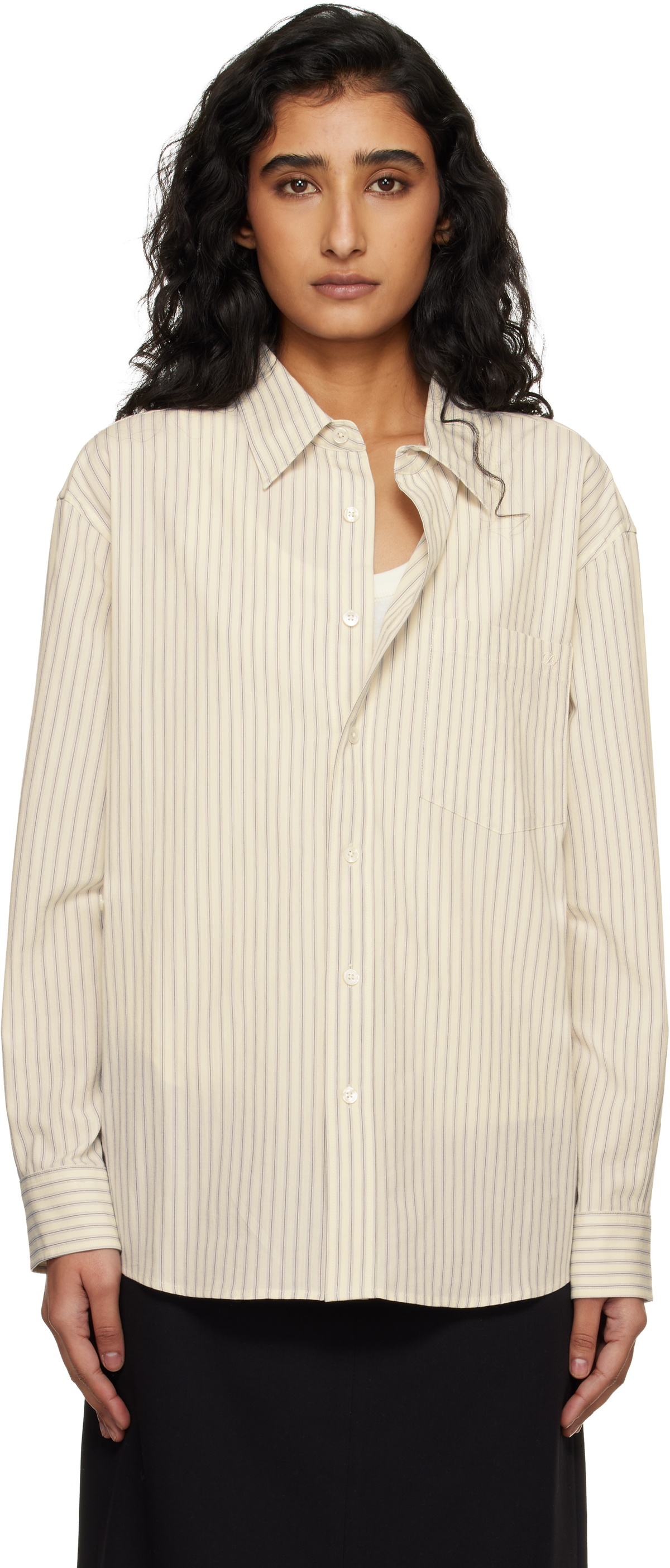 Dunst Off-White 2-Way Oversized Striped Shirt