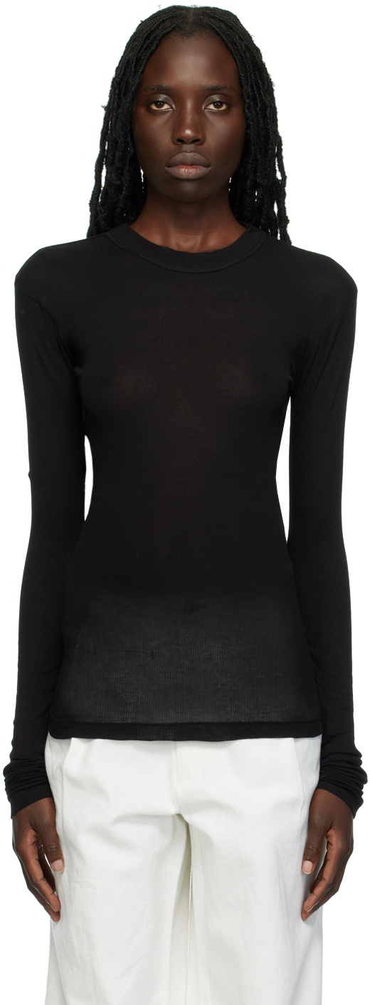 Photo: BITE Black Semi-Sheer Long Sleeve T-Shirt