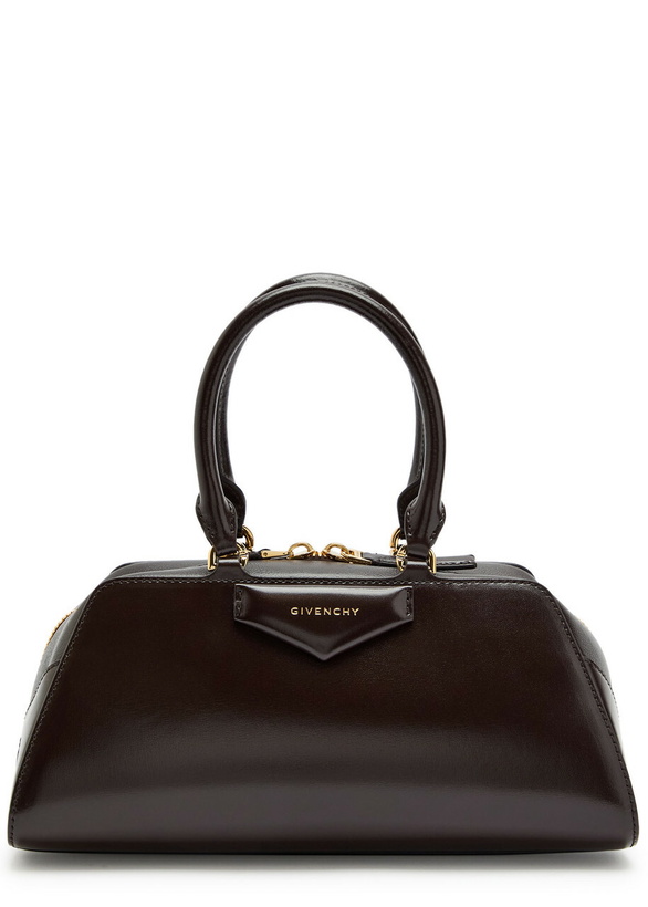 Photo: Givenchy Antigona East-west Small Leather top Handle bag - Chocolate - One Size