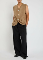 Simone Rocha Faux Pearl-embellished Wool-blend Vest Camel