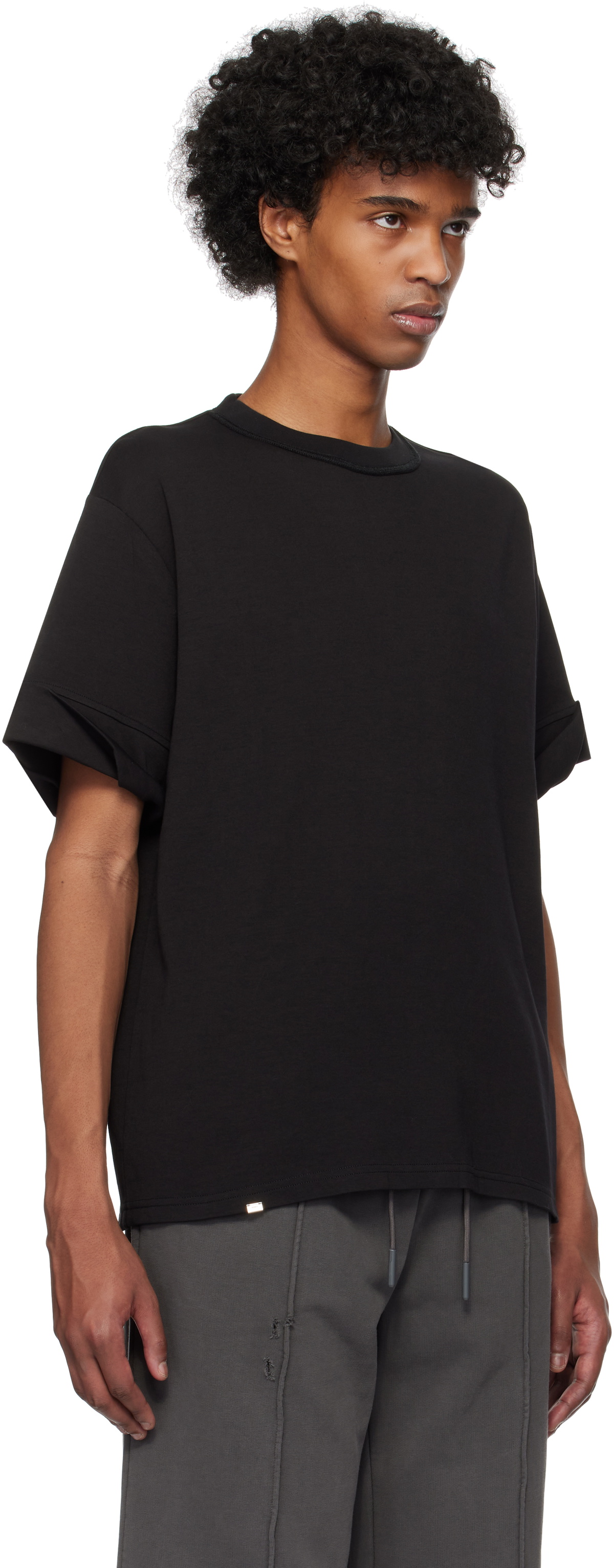 C2H4 Black Founder Fold-Over T-shirt
