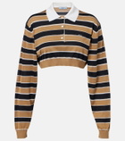 Prada Striped cropped silk polo shirt
