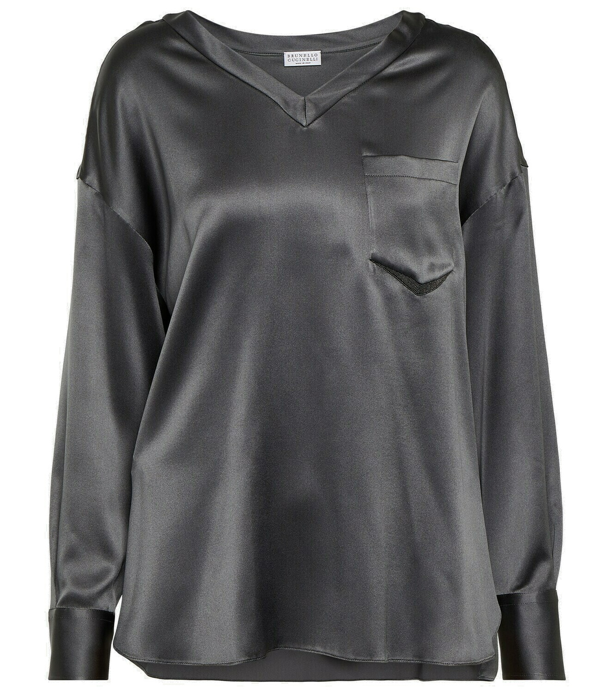 Blouse En Soie Brunello Cucinelli - Broderies Paillettes - Taille M (42) - Neuf Avec étiquettes