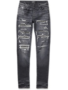 AMIRI - Thrasher Skinny-Fit Panelled Distressed Jeans - Gray