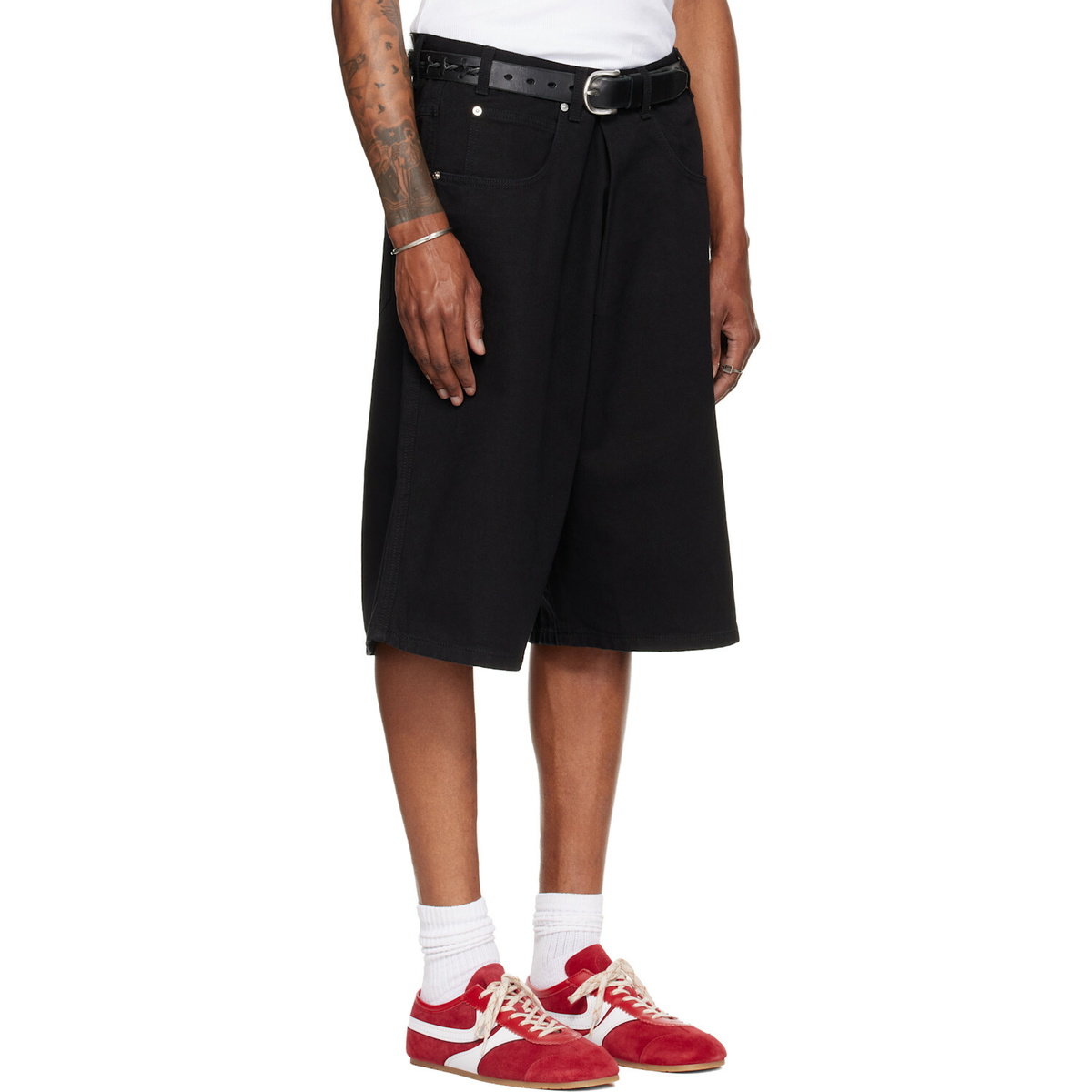LU'U DAN Black Kriss Kross Denim Shorts