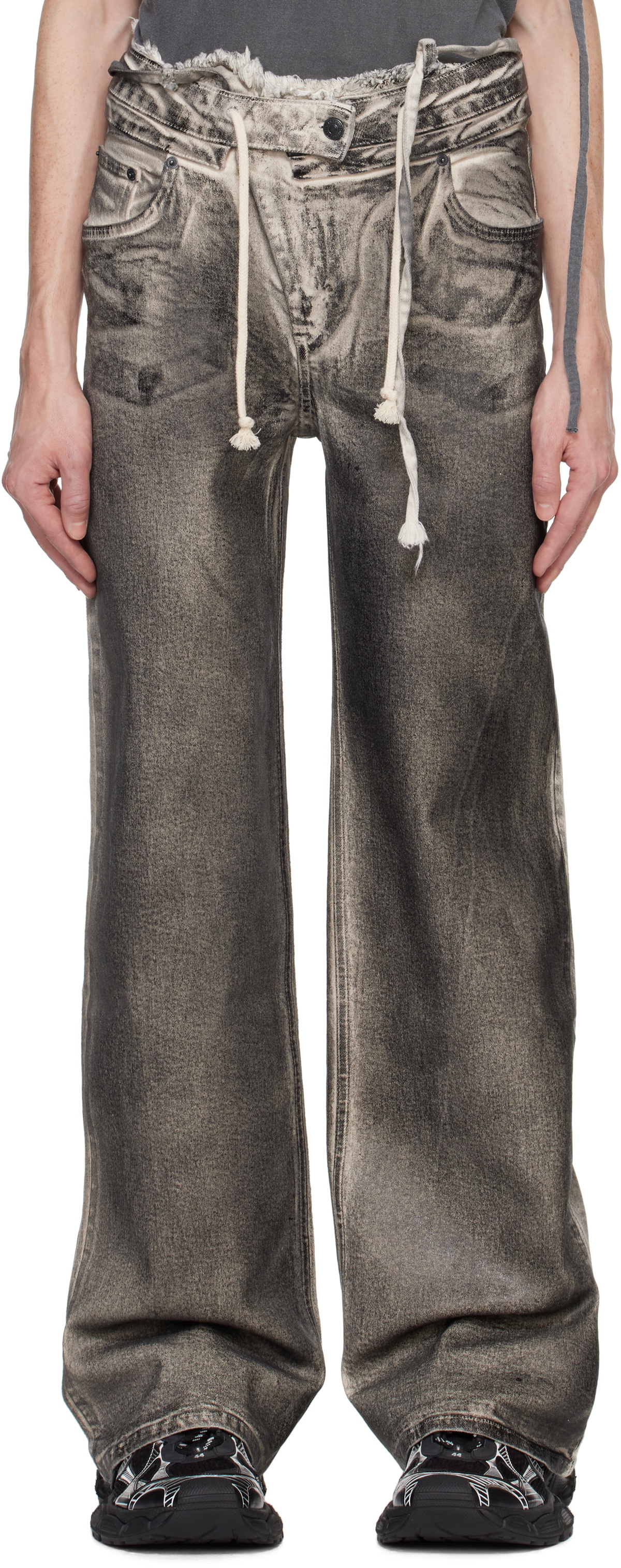 Ottolinger Off-White & Black Double Fold Jeans Ottolinger