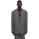 Balenciaga Black and White Check Boxy Blazer