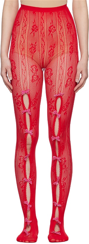 Photo: Nodress SSENSE Exclusive Red Bowknot Tights