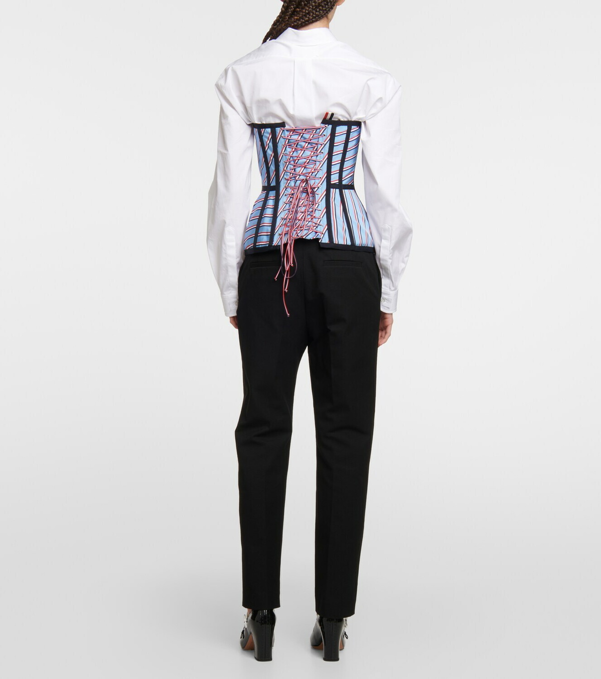 Thom Browne Striped Corset Top in Blue