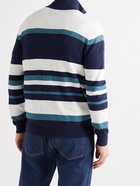 CLUB MONACO - Striped Cotton-Blend Bouclé Zip-Up Sweater - Blue - S