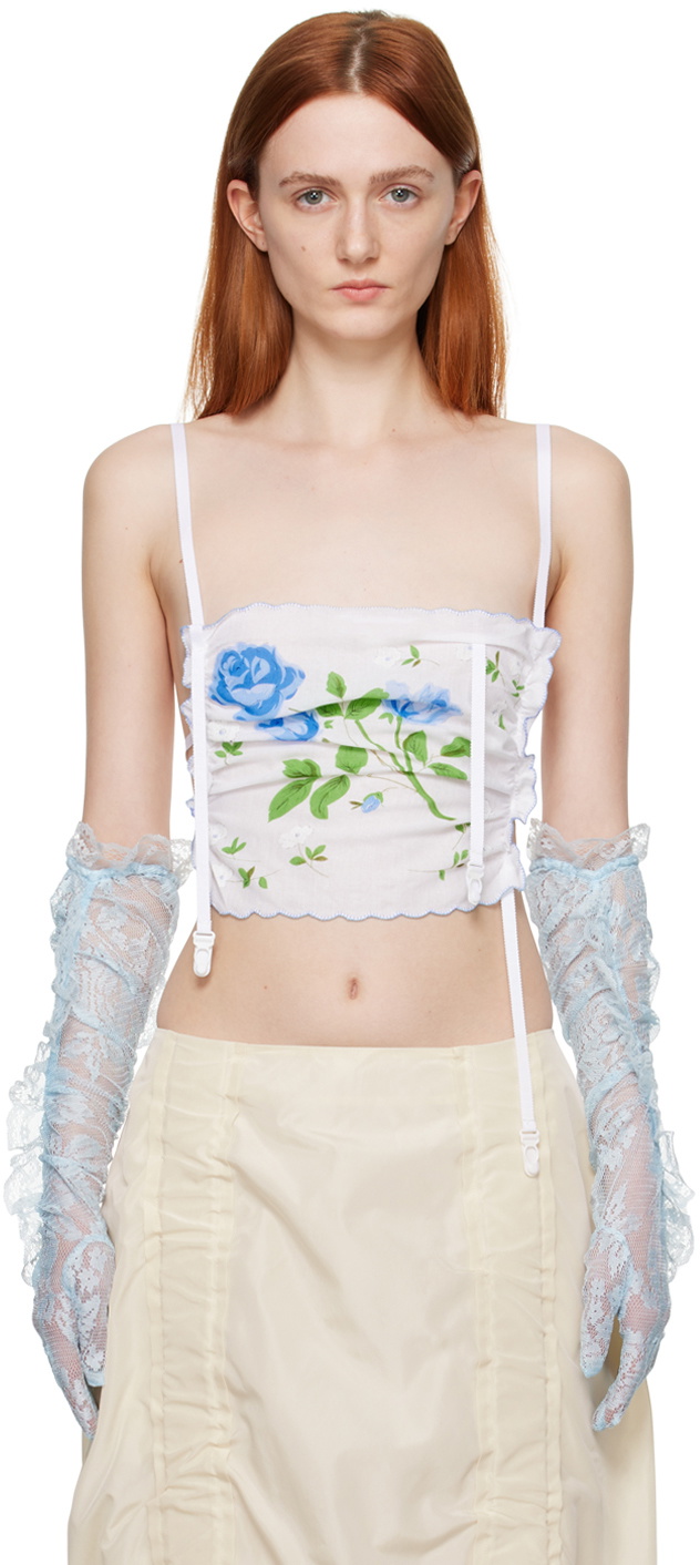 Yuhan Wang White & Blue Handkerchief Camisole