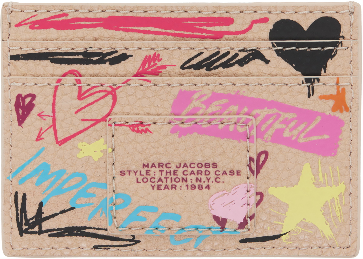 Marc Jacobs Beige 'The Punk Scribble' Card Holder