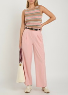 Varley Deeley Striped Open-knit Cotton Tank top Taupe