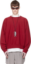 Hed Mayner Red Embroidered-Logo Sweatshirt