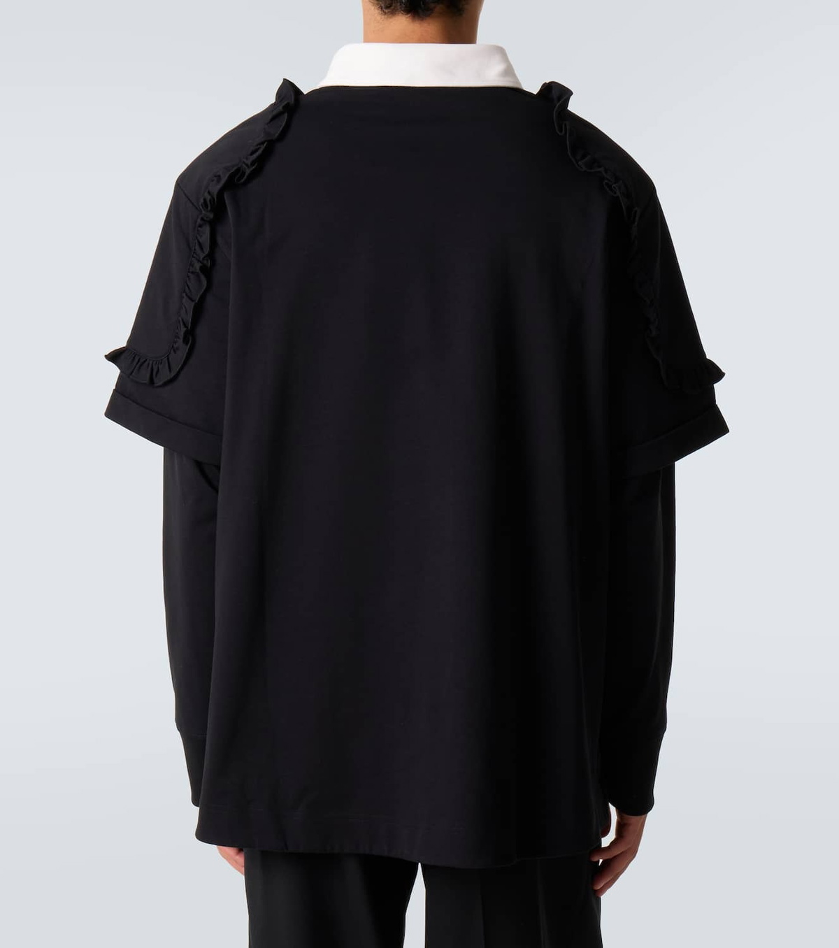 Simone Rocha Layered ruffled cotton jersey polo shirt