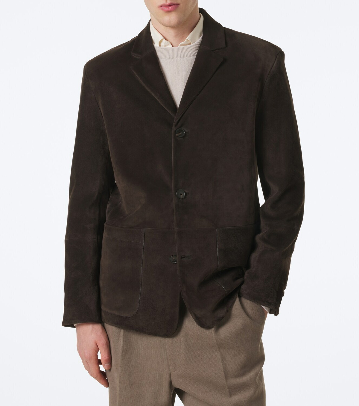Yves Salomon Single-breasted suede jacket