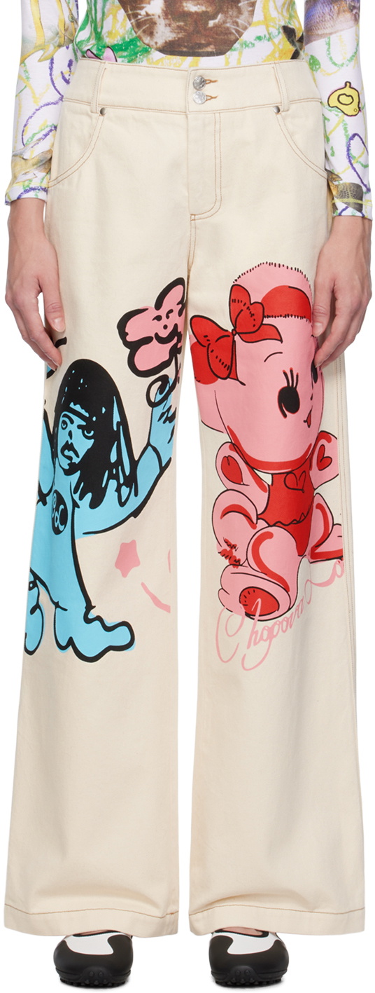 Chopova Lowena Off-White Bear Jeans
