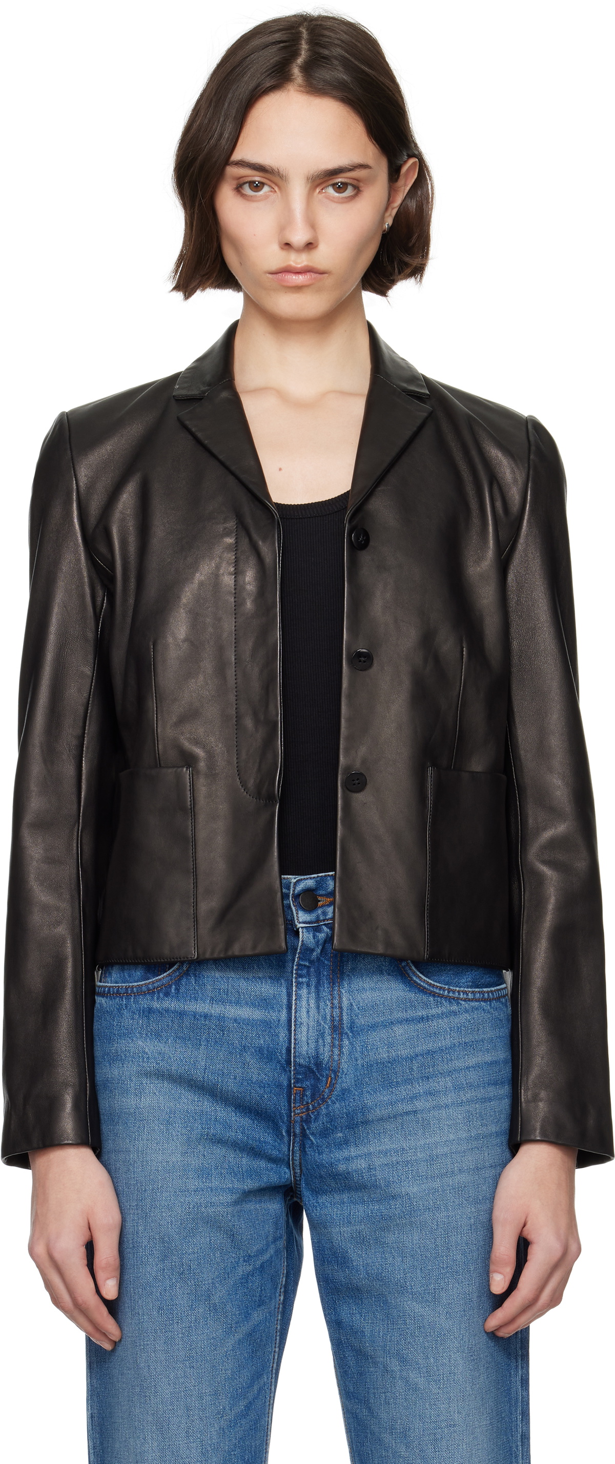 Kallmeyer Black Sloane Shrunken Leather Blazer
