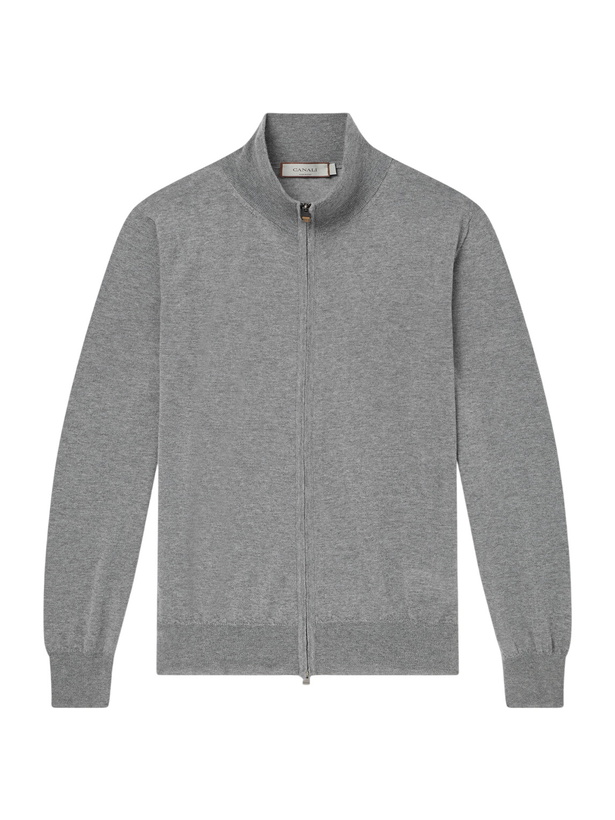 Photo: Canali - Wool Zip-Up Sweater - Gray