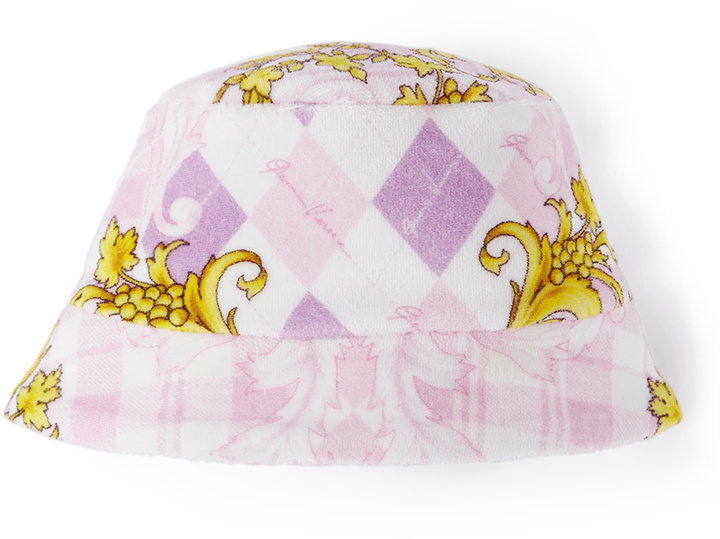 Photo: Versace Baby White & Pink Barocco Argyle Bucket Hat