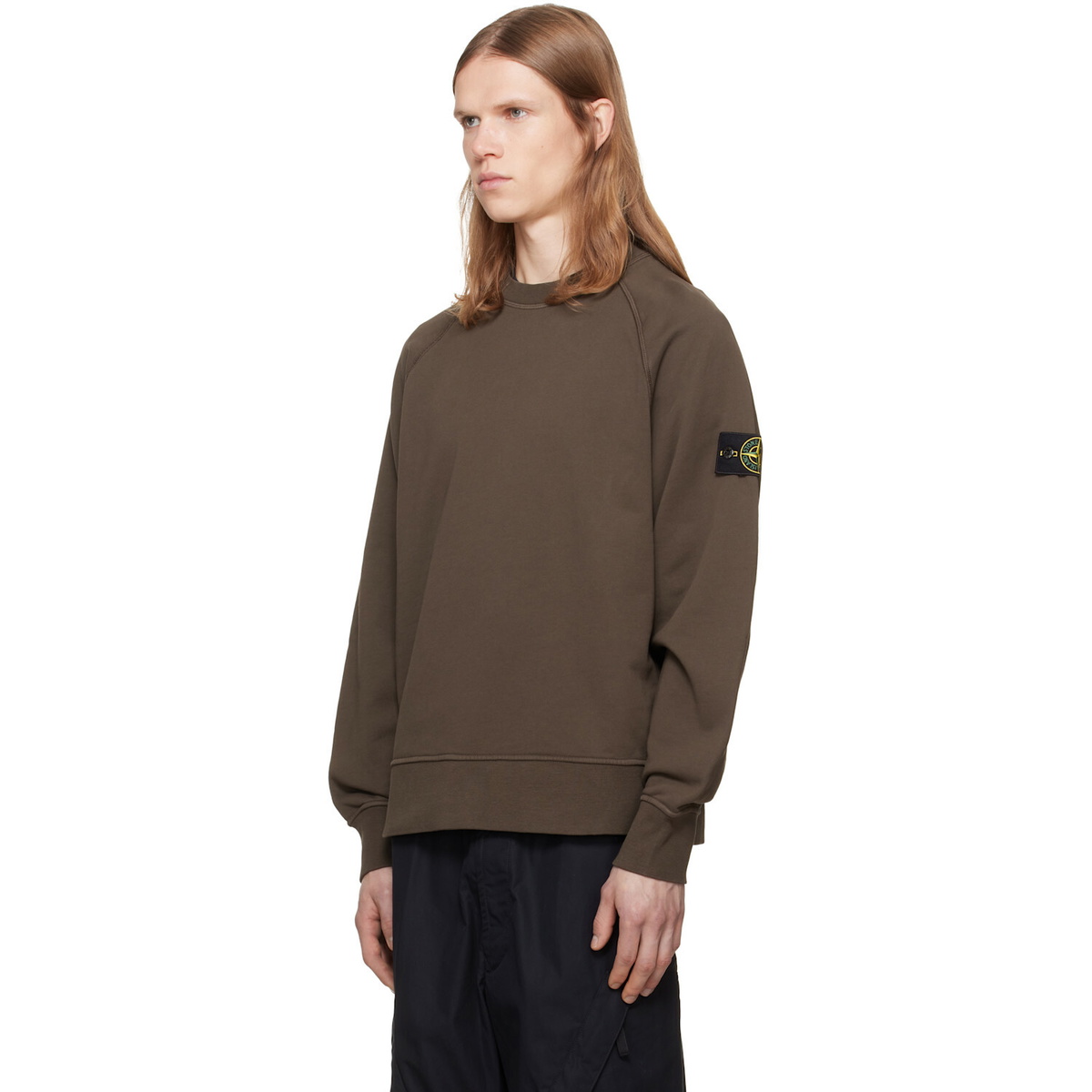 Stone Island Brown Organic Cotton Fleece Sweatshirt