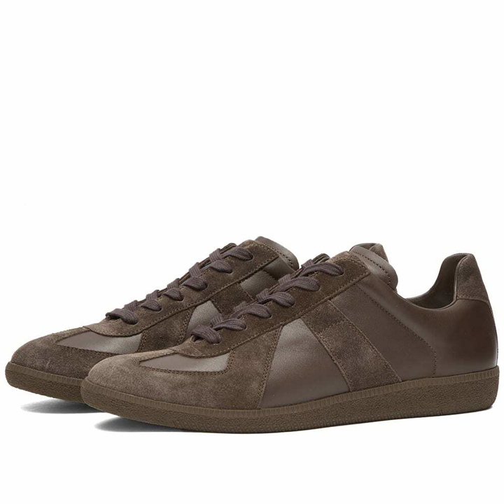 Photo: Maison Margiela Men's Tonal Replica Sneakers in Coffee